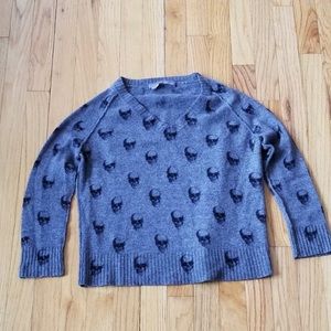 Skull Cashmere XS gray sweater with black skulls